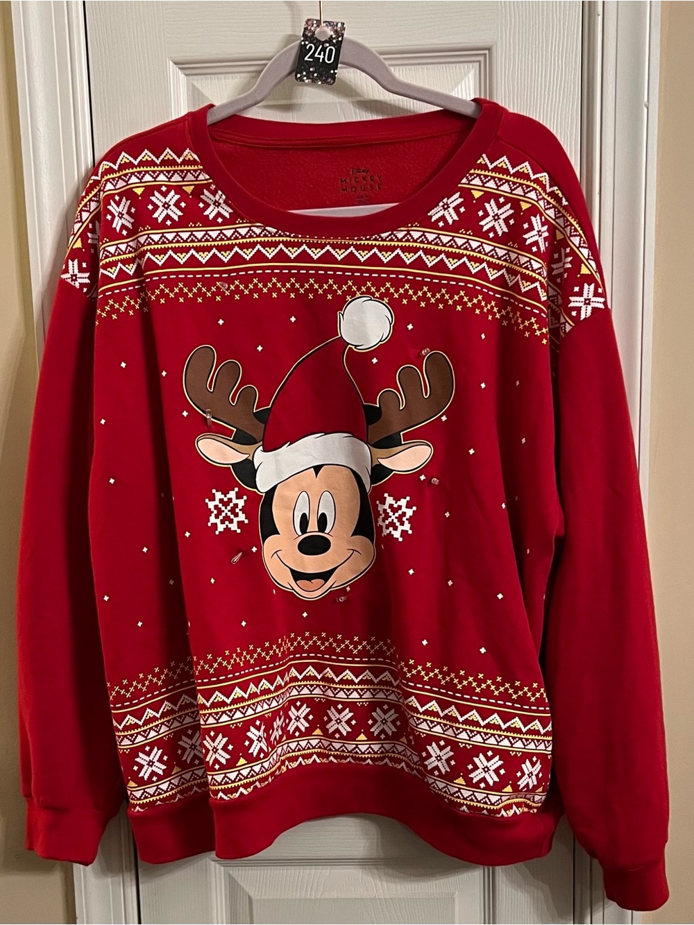 Disney Red Mickey Mouse Holiday Sweatshirt